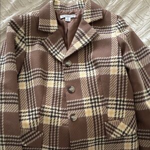 Pendleton Women's Tan and Cream Plaid Blazer